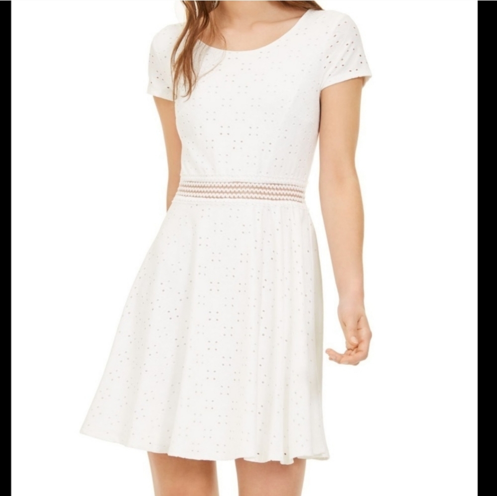 MY Michelle White Eyelet Dress Size 0 NWT